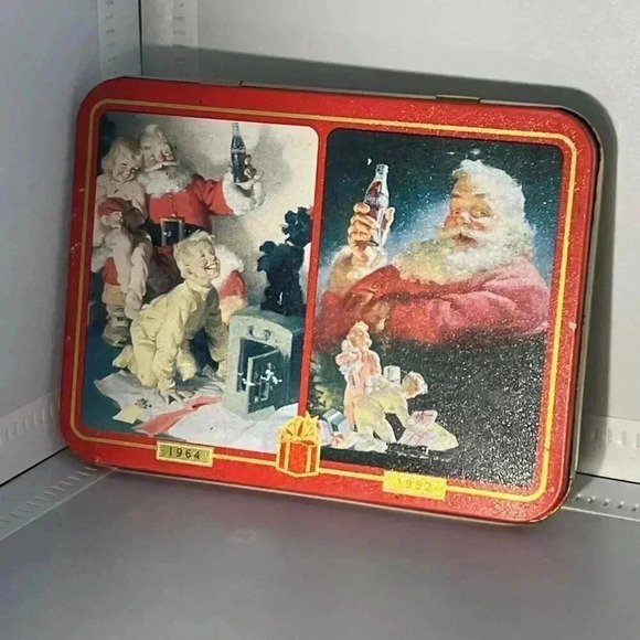 Coca Cola 1996 Christmas/Santa Nostalgia Playing Cards Tin Case Set - Picture 1 of 5